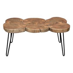 Picture of Diamond Sofa JOSSRCTNA Joss Acacia One Of A Kind Live Edge Rectangle Cocktail Table with Black Hairpin Legs&#44; Natural