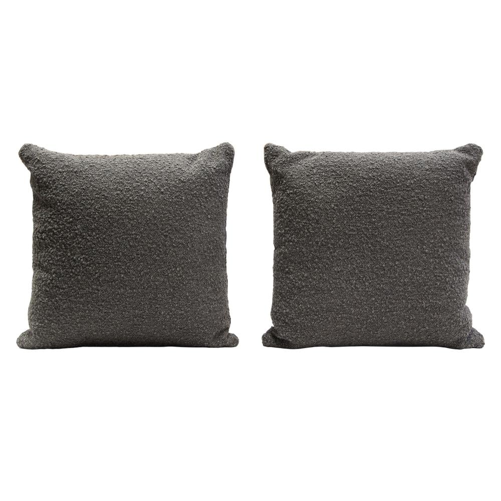 16 in. Square Accent Pillows, Charcoal Boucle Textured Fabric - Set of 2