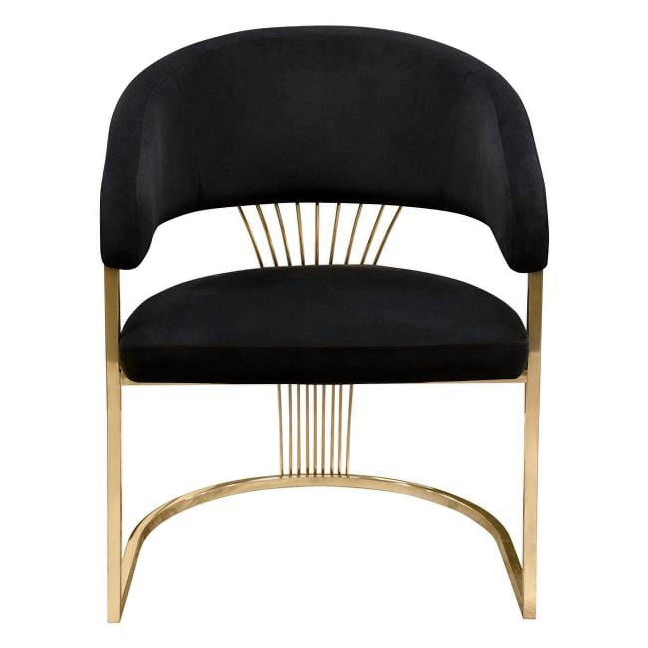 Solstice Dining Chair with Polished Gold Metal Frame, Black Velvet