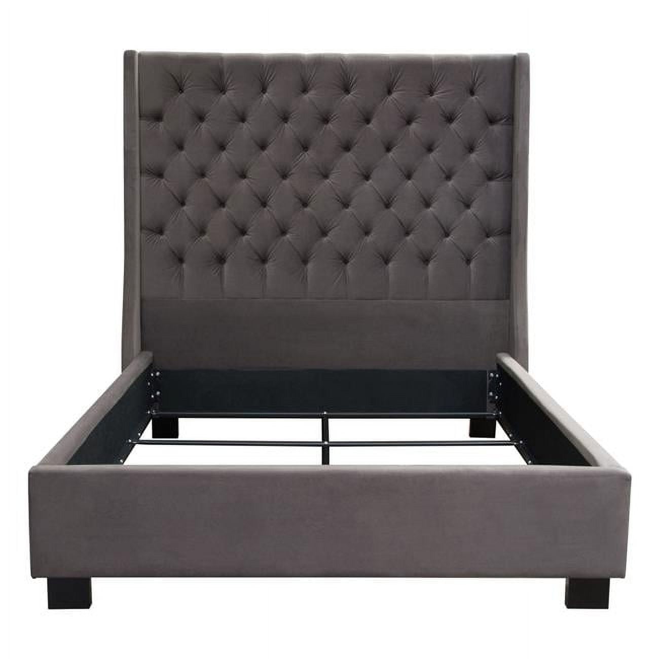 PARKAVESKEKBED Park Avenue Eastern King Size Tufted Bed with Vintage Wing, Smoke Grey Velvet -  Diamond Sofa