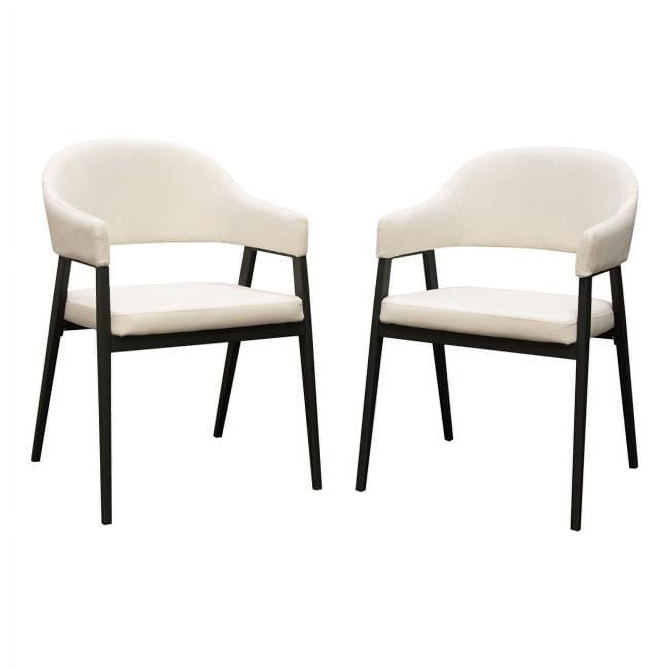 Adele Fabric Dining & Accent Chairs with Black Powder Coated Metal Frame, Cream - Set of 2