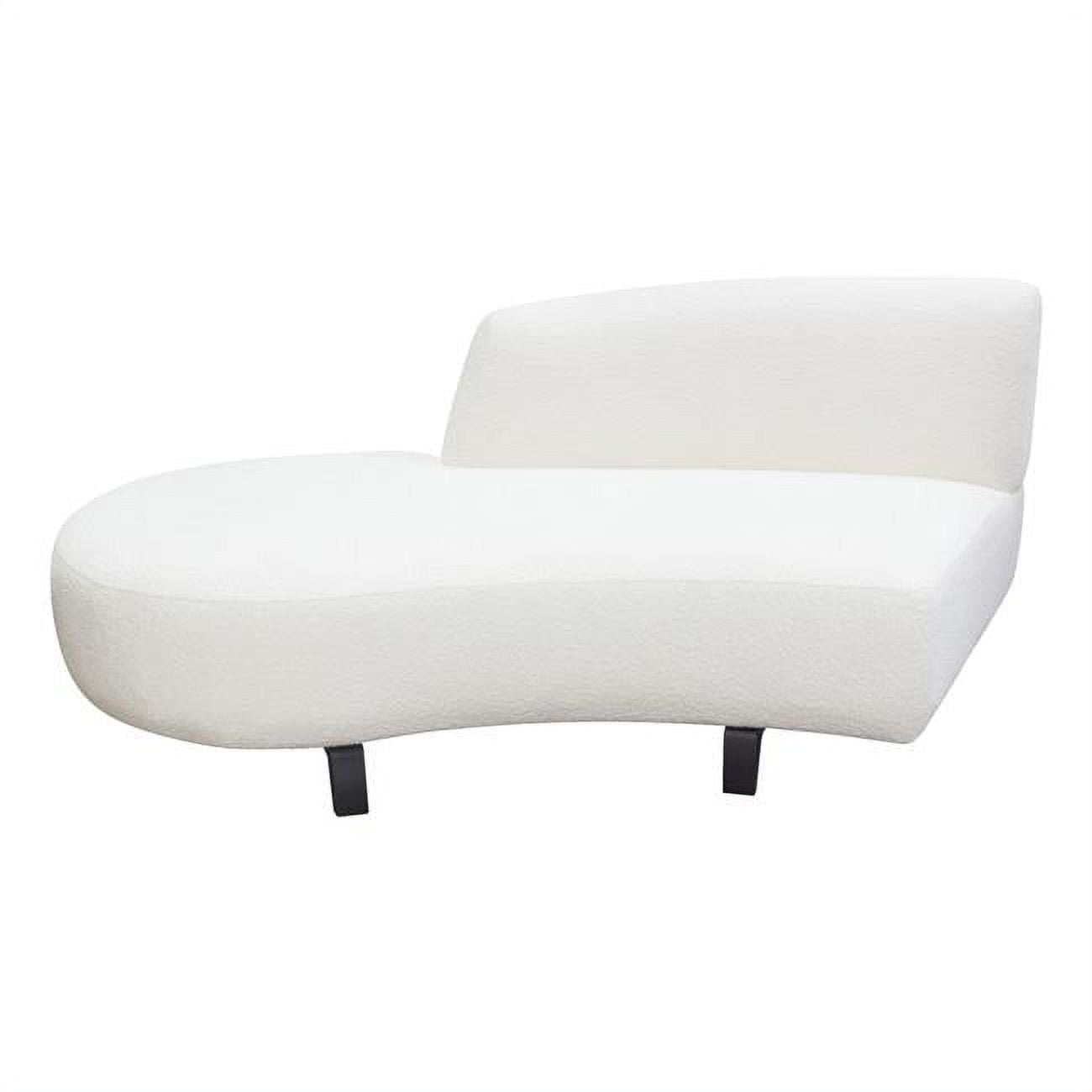 VESPERLCWH Vesper Curved Armless Left Chaise in Faux White Shearling with Black Wood Leg Base