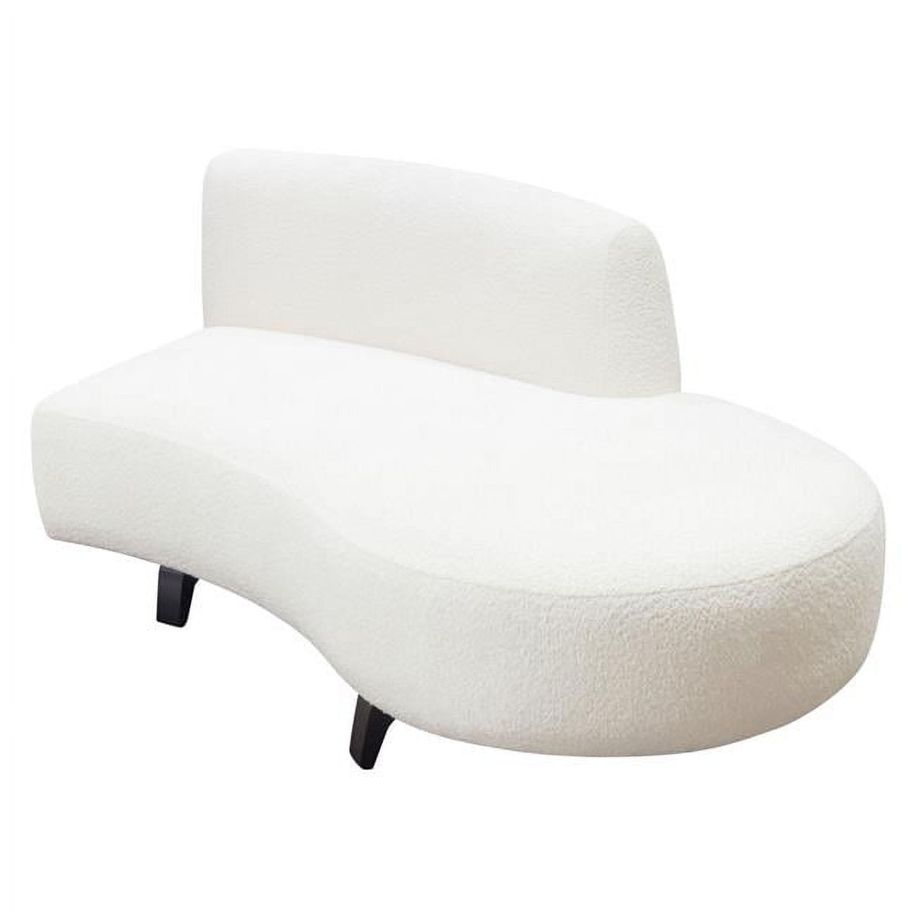VESPERRCWH Vesper Curved Armless Right Chaise in Faux White Shearling with Black Wood Leg Base