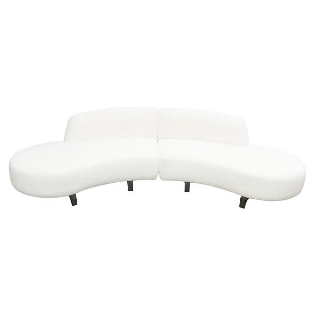 VESPER2PCLCRCWH Vesper Modular Curved Armless Chaise in Faux White Shearling with Black Wood Leg Base, 2 Piece