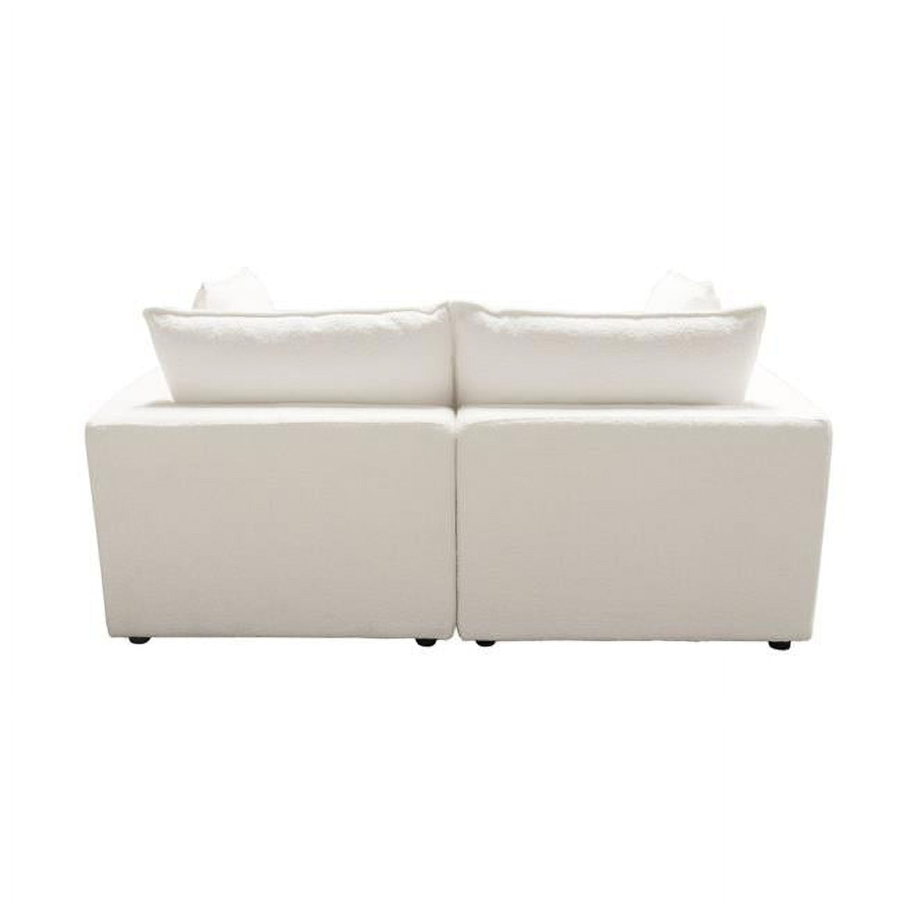 Ivy Modular Sofa with Faux Shearling & Feather Down Seating, White - 2 Piece