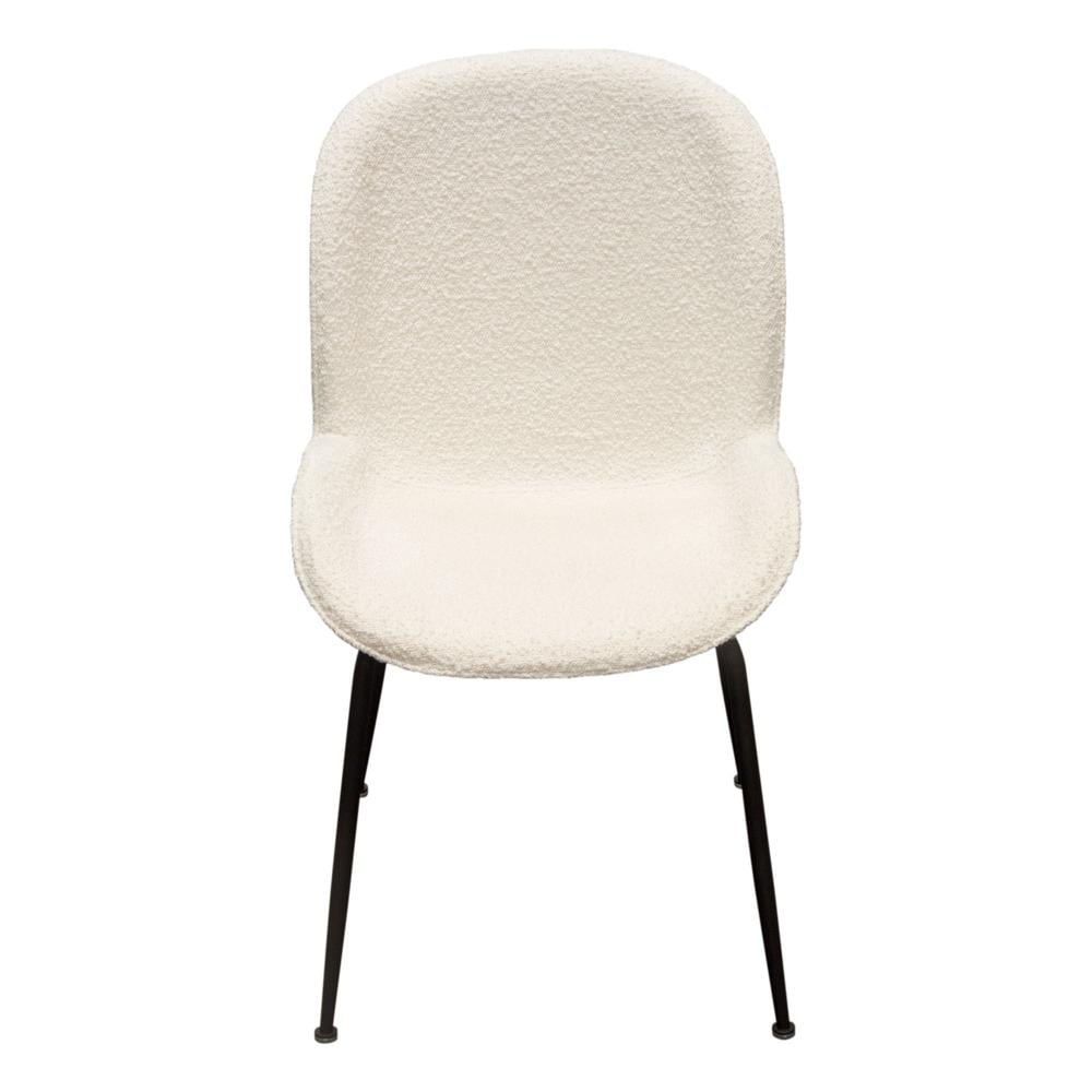 SESSIONDCIV2PK 19 x 21 x 34 in. Session Dining Chair in Ivory Boucle with Black Powder Cosat Metal Leg - Pack of 2 -  Diamond Sofa