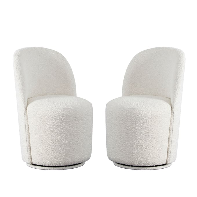 23 x 22 x 34.75 in. Kendall Dining & Accent Swivel Chair in Ivory Boucle Fabric - Pack of 2