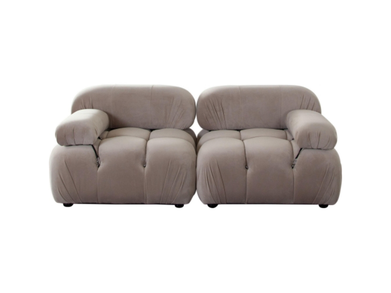74 in. Paloma Modular Sofa in Mink Tan Velvet - 2 Piece