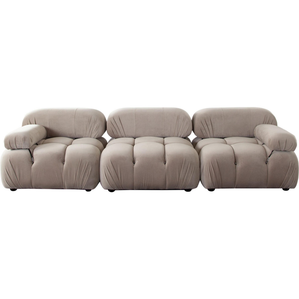 111 in. Paloma Modular Sofa in Mink Tan Velvet - 3 Piece