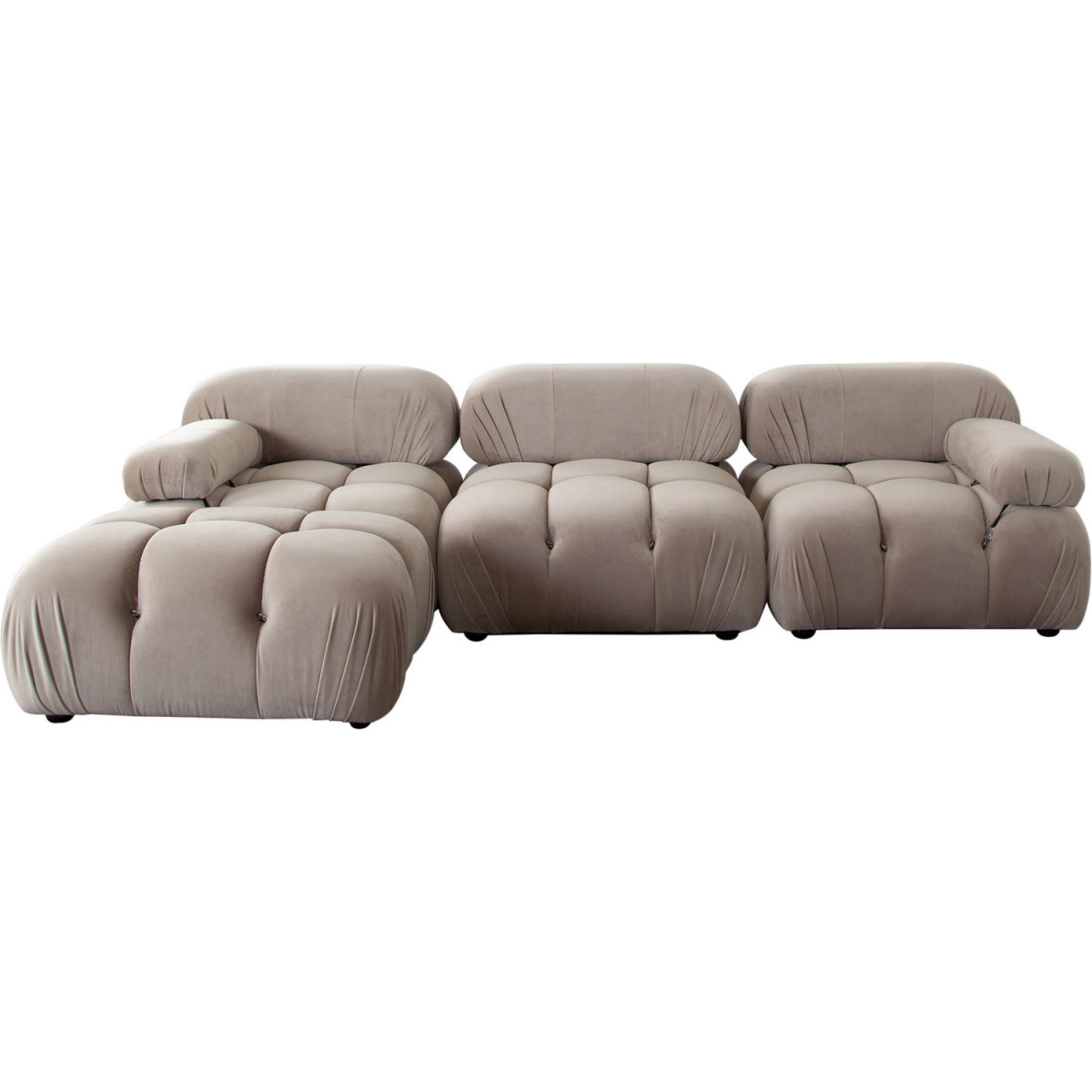 111 in. Velvet Reversible Chaise Sectional, Mink Tan - 4 Piece