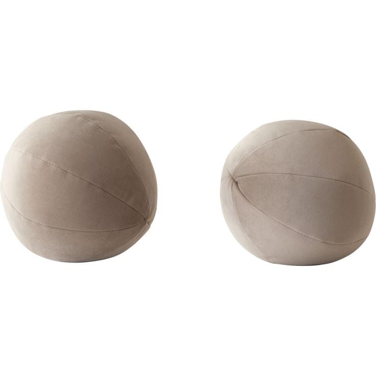 10 in. Round Accent Pillows in Mink Tan Velvet - Set of 2