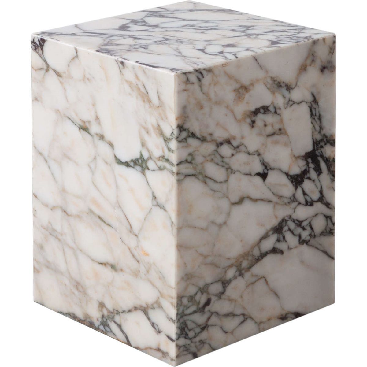 ARKETVA Ark Square Pedestal End Table, Genuine Viola Marble