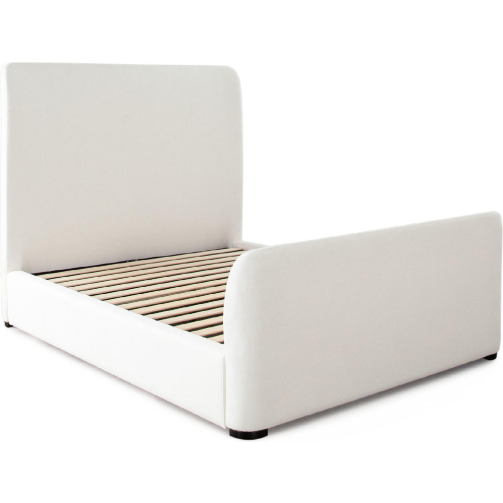 Elite Ivory Upholstered Bed - Queen Size - Contoured Headboard