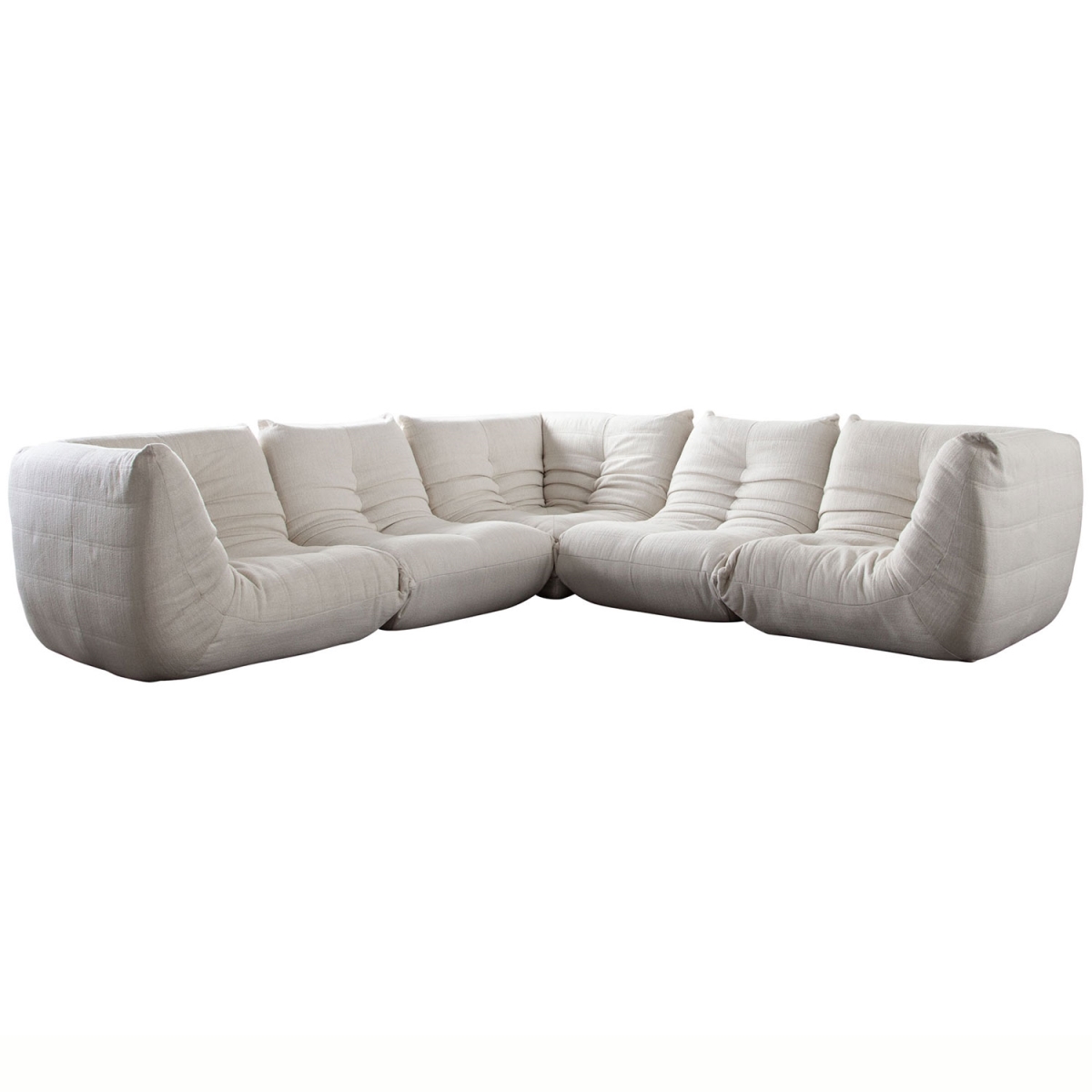 EZRA3SC2ACCM Ezra Fabric Corner Sectional, Cream - 5 Piece