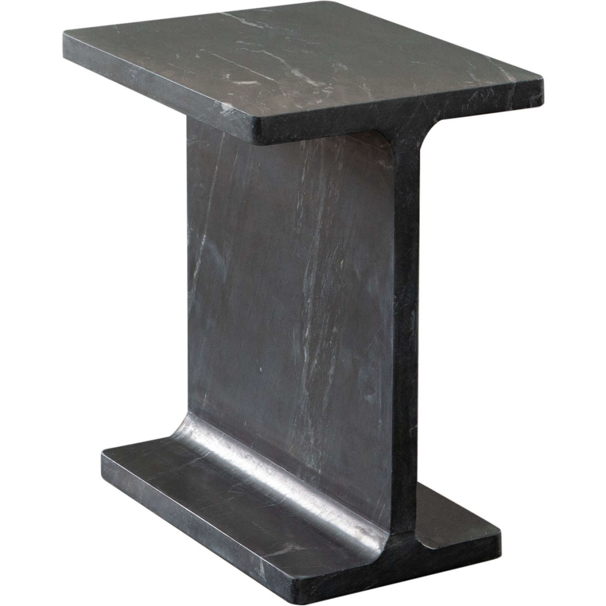 IRISATBL Iris I-Beam Accent Table, Genuine Black Marquine Marble