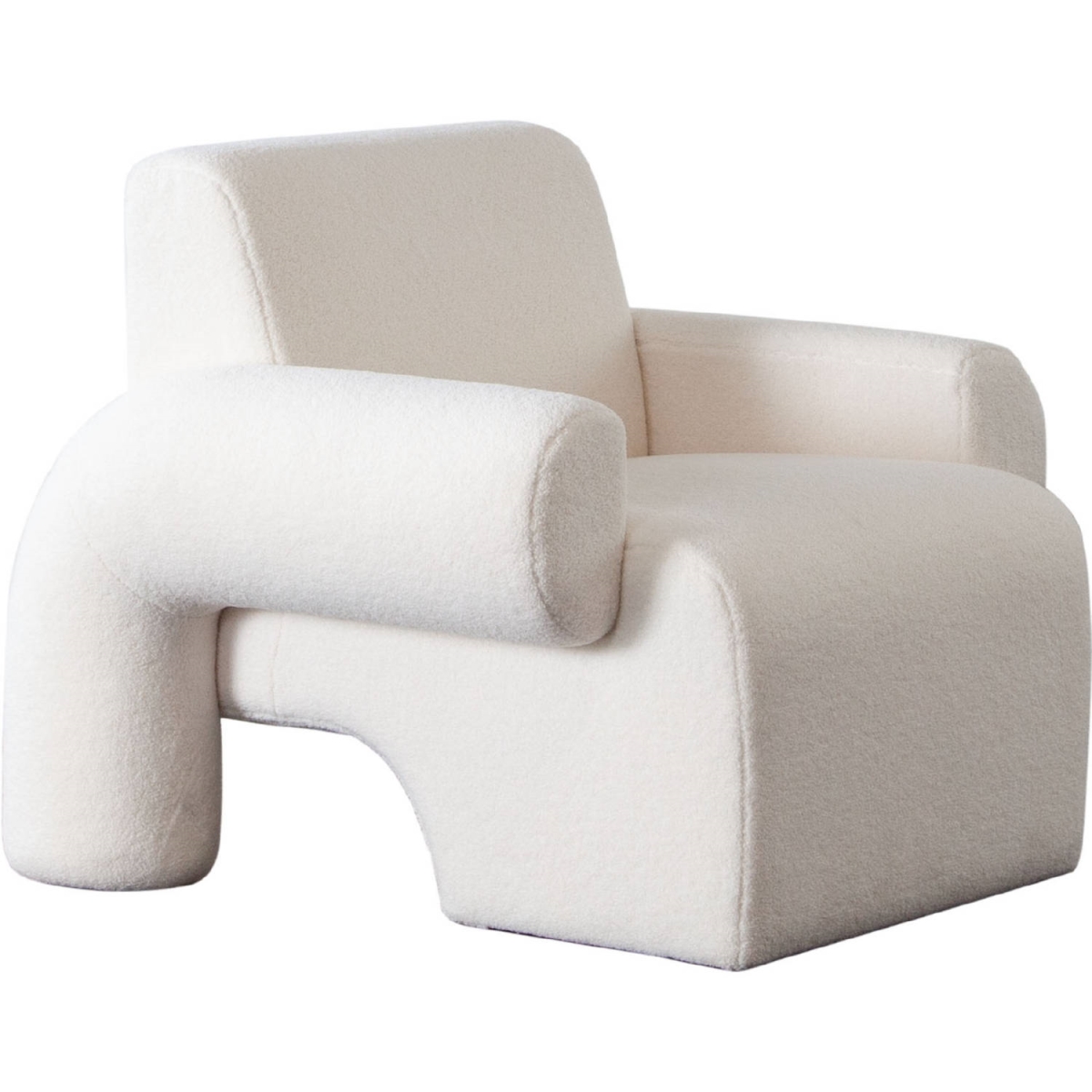 Noa Accent Chair, Ivory Sherpa Fabric