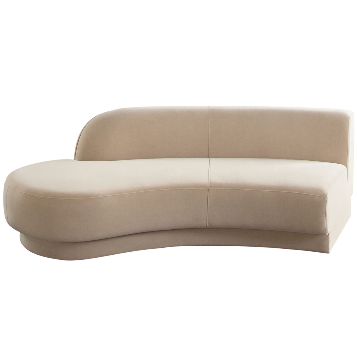 ZELDALCLCA Zelda Light Performance Velvet LF Curved Chaise with Accent Pillow Ball, Camel
