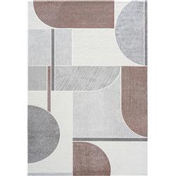 PI912460026111 7 ft. 10 in. x 10 ft. 10 in. Polaris Geometric Rectangular Area Rug, Ivory, Gray & Burgundy