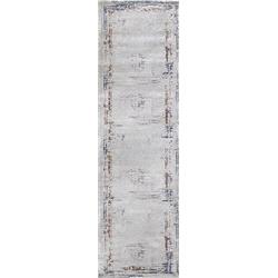 OT283951957 2 ft. 2 in. x 7 ft. 7 in. Astro Modern Machine Made Abstract Rectangle Area Rug, Grey, Blue & Gold