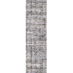 HW284801905 2 ft. 2 in. x 7 ft. 7 in. Harlow Modern Geometric Rectangle Area Rug, Grey & Blue