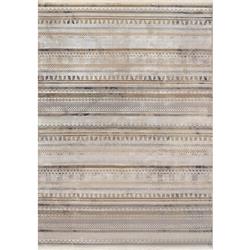 RU9122182189 7 ft. 10 in. x 10 ft. 10 in. Ruby Viscose & Shrink Acrylic Rectangle Area Rug, Ivory, Taupe & Grey