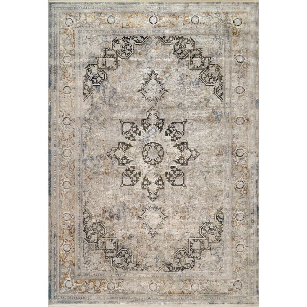 RU7102185197 6 ft. 7 in. x 9 ft. 6 in. Ruby Transitional Rectangle Area Rug, Ivory & Grey - Gold