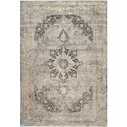 RU692185197 5 ft. 3 in. x 7 ft. 7 in. Ruby Viscose & Shrink Acrylic Rectangle Area Rug, Ivory, Grey & Gold