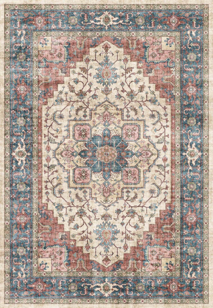 EL356302351 3 x 5 ft. Elise Machine-Made Rectangle Area Rug, Red, Blue & Beige