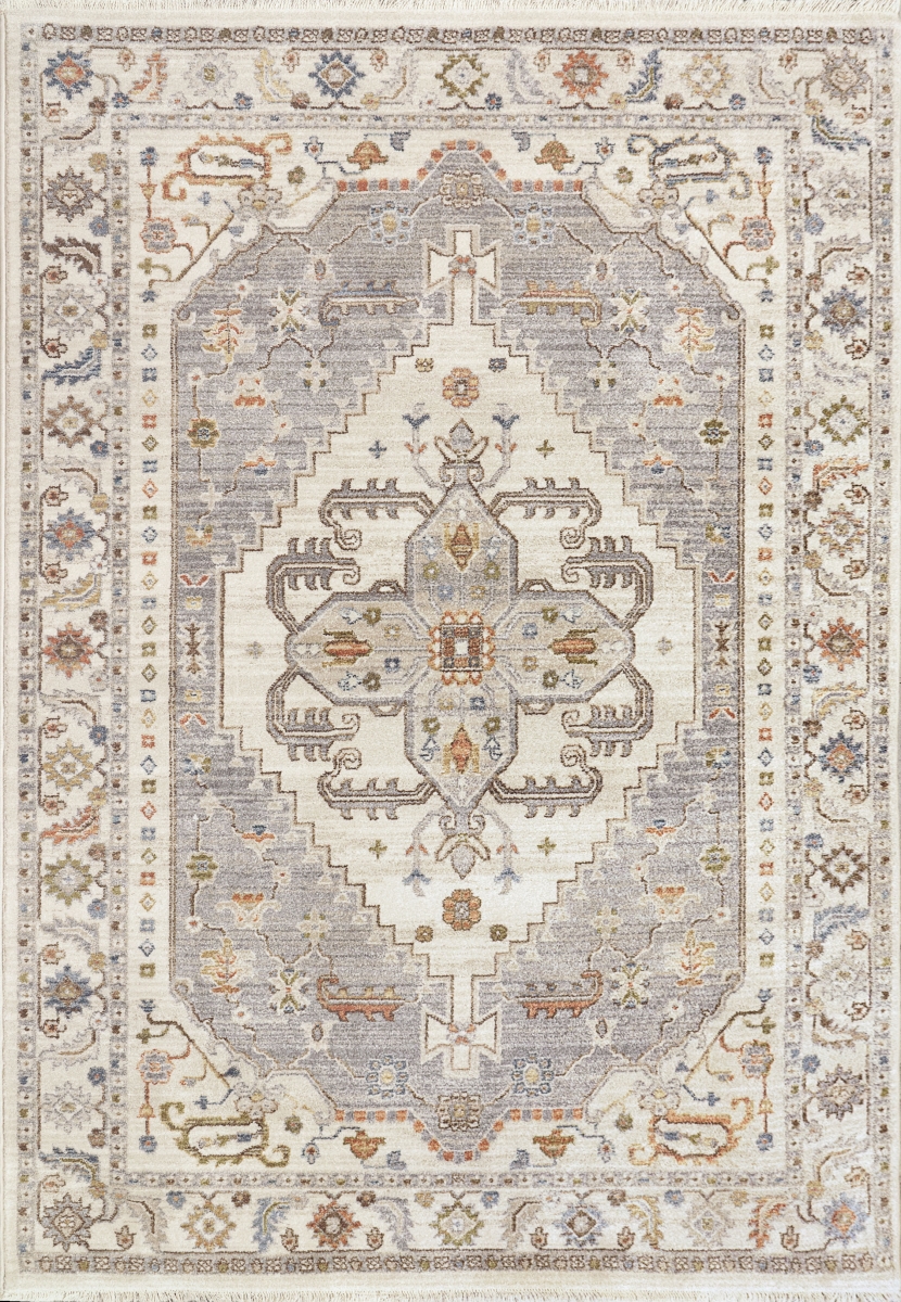 JN7106884199 6.7 x 9.2 ft. Juno Traditional & Classic Rectangle Area Rug, Ivory & Grey