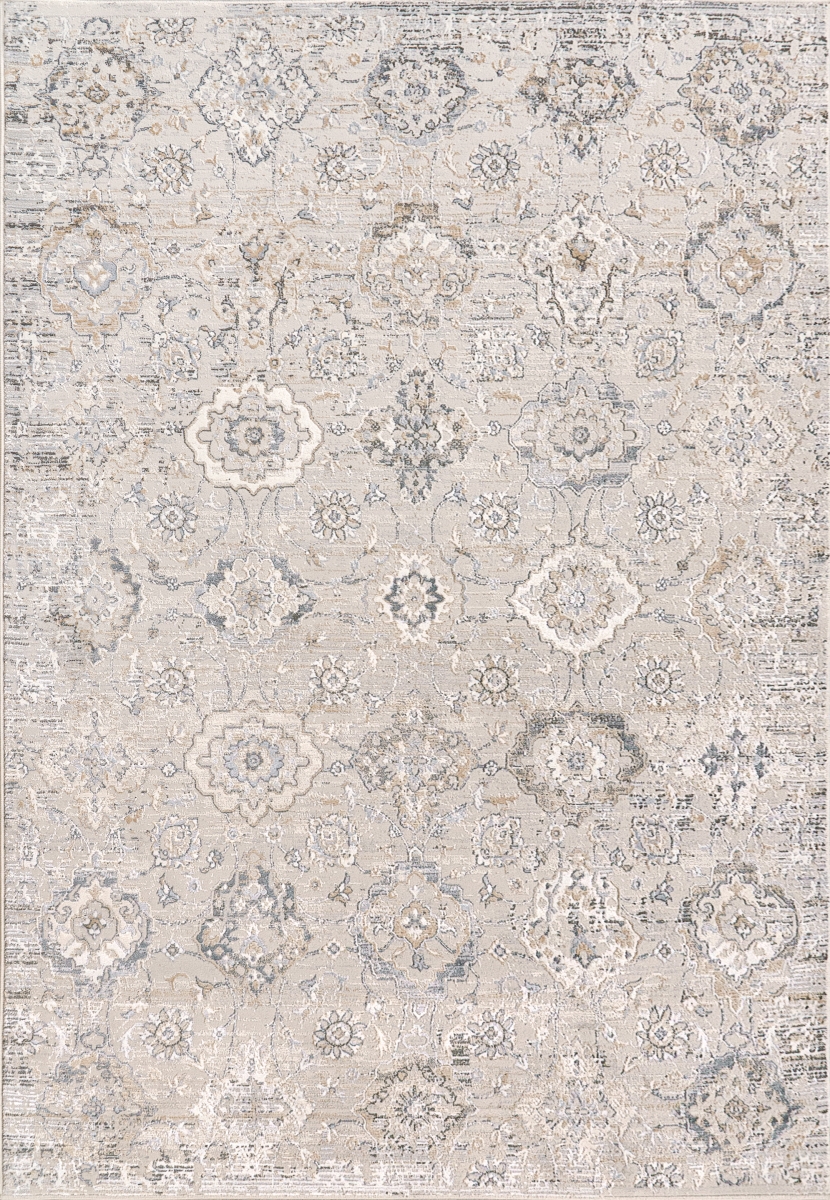 MR698057190 5 ft.3 in. x 7 in.  8057-190 Machine Made Rectangle Area Rug, White & Grey