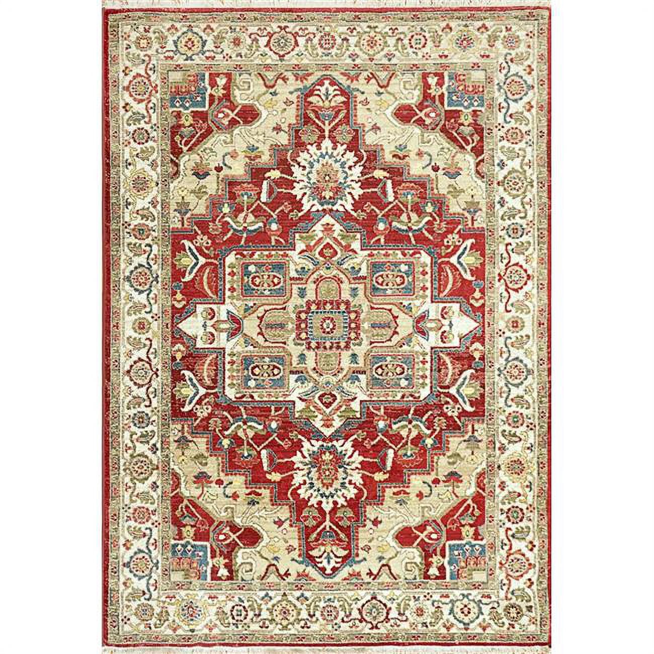 JN466882130 3 ft. 11 in. x 5 ft. 7 in. Juno 6882 Rectangle Transitional Area Rug - 130 Ivory & Red