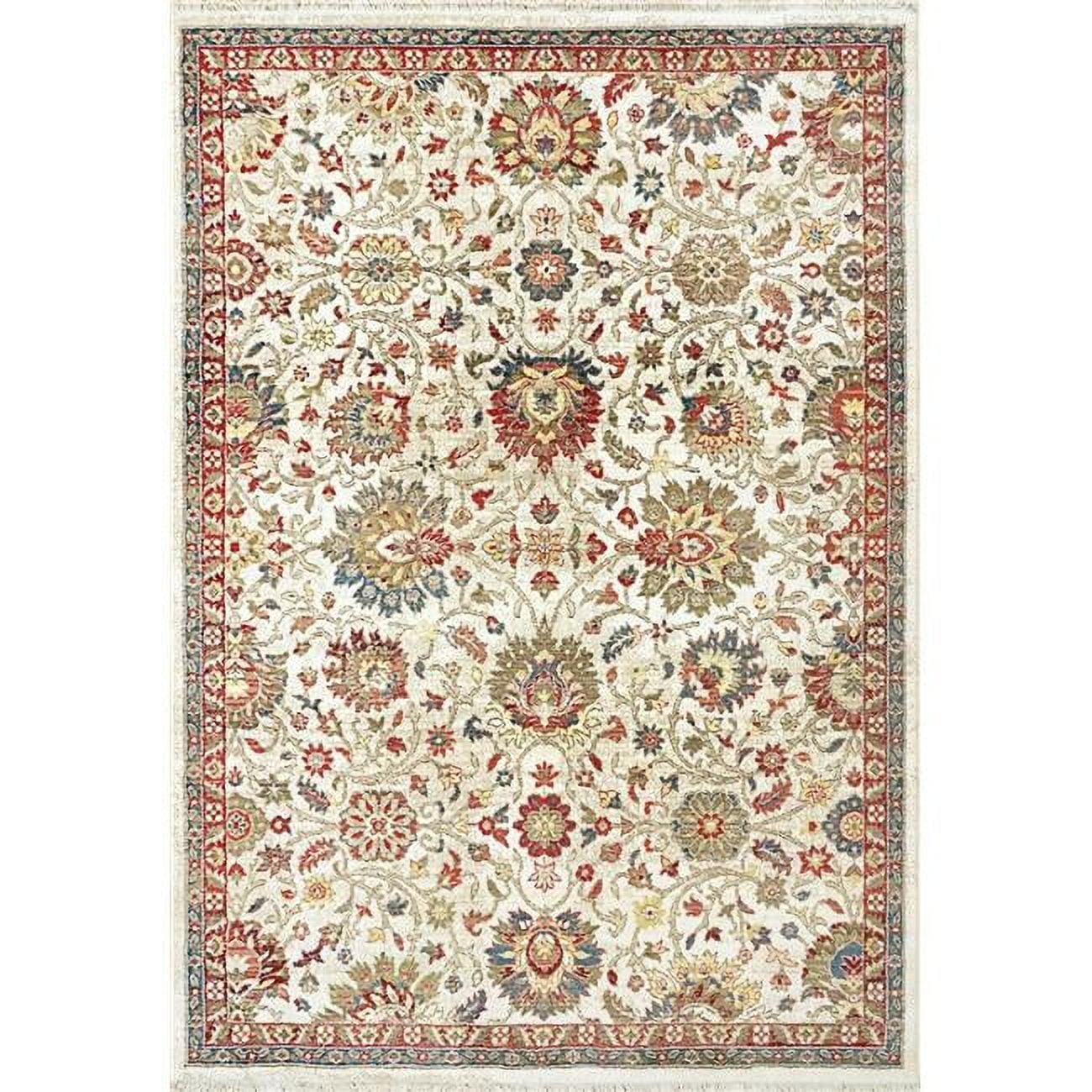 Juno 6883 Rectangle Transitional Area Rug - 130 Ivory & Red - 5 ft. 3 in. x 7 ft. 7 in.