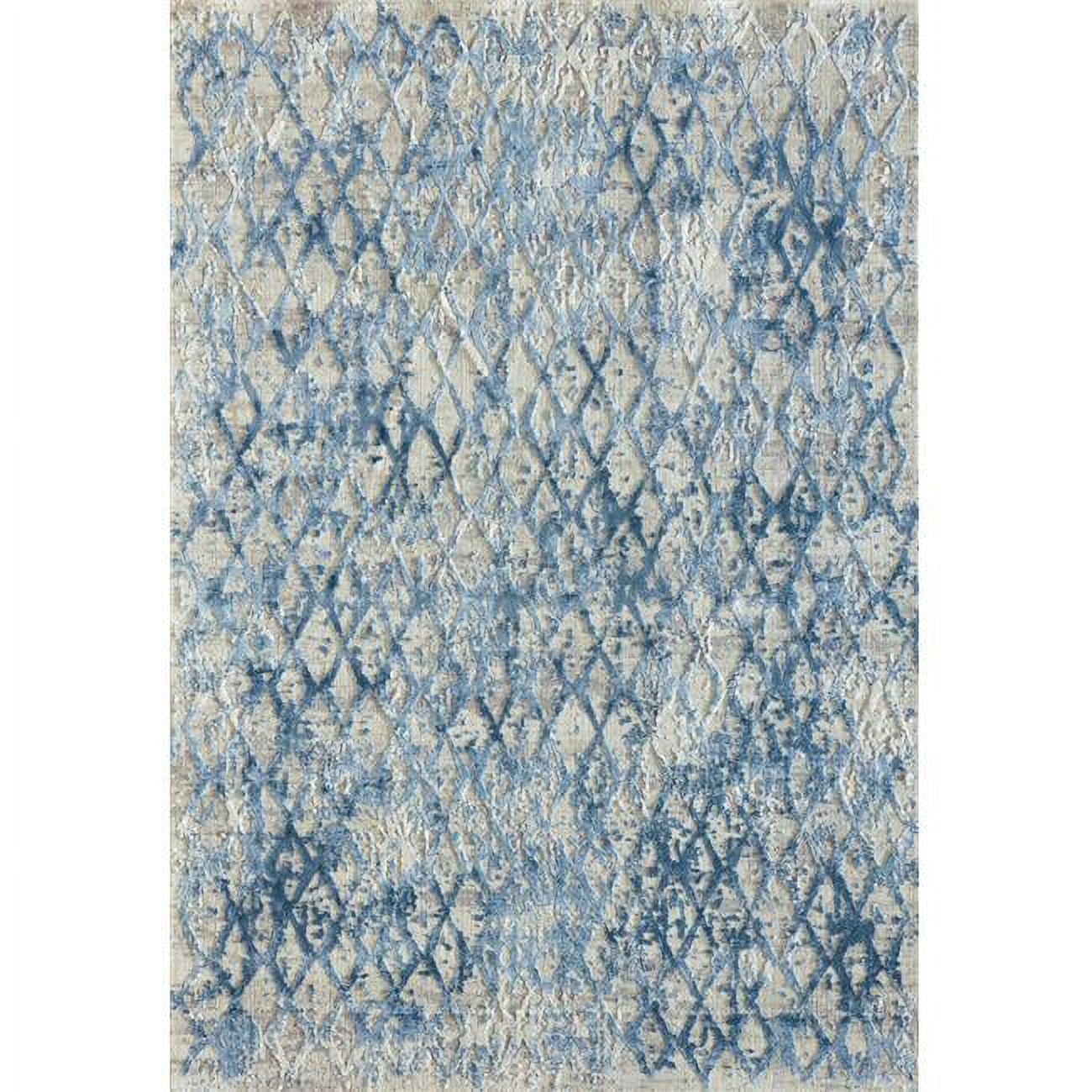 Picture of Dynamic Rugs QU2827039500 2 ft. 2 in. x 7 ft. 7 in. Quartz 27039 Rectangle Traditional Area Rug - 500 Ivory & Blue