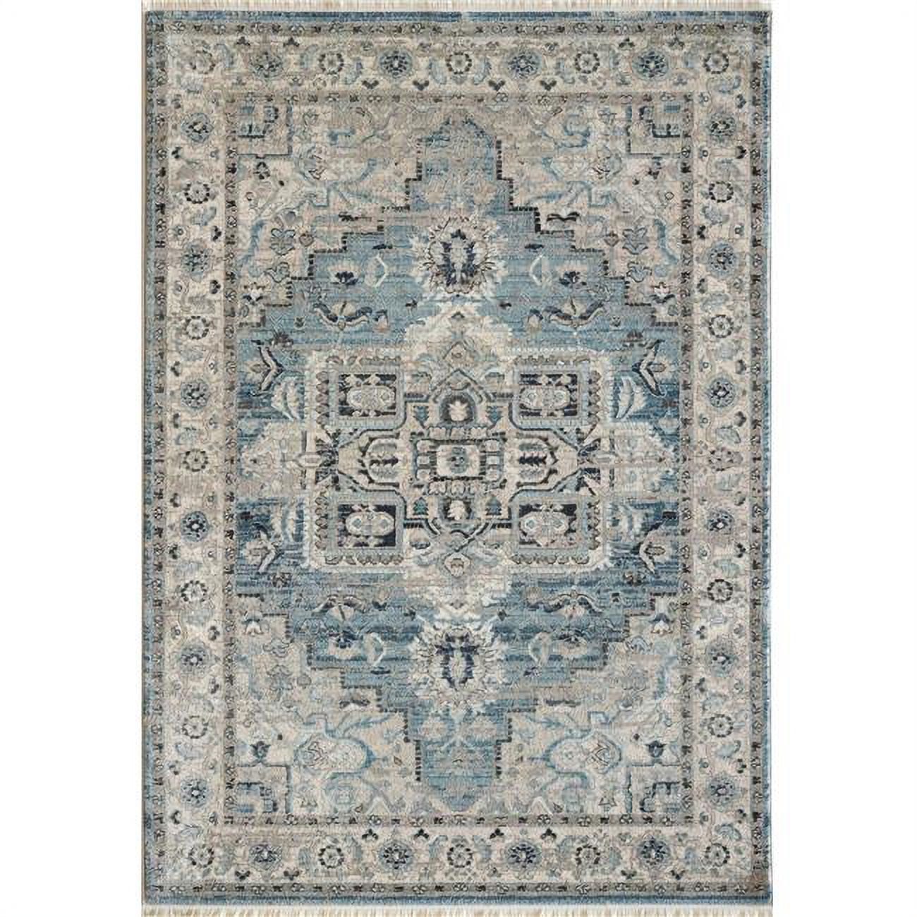 JN10146882500 9 ft. 2 in. x 12 ft. 6 in. Juno 6882 Rectangle Transitional Area Rug - 500 Light Blue & Cream