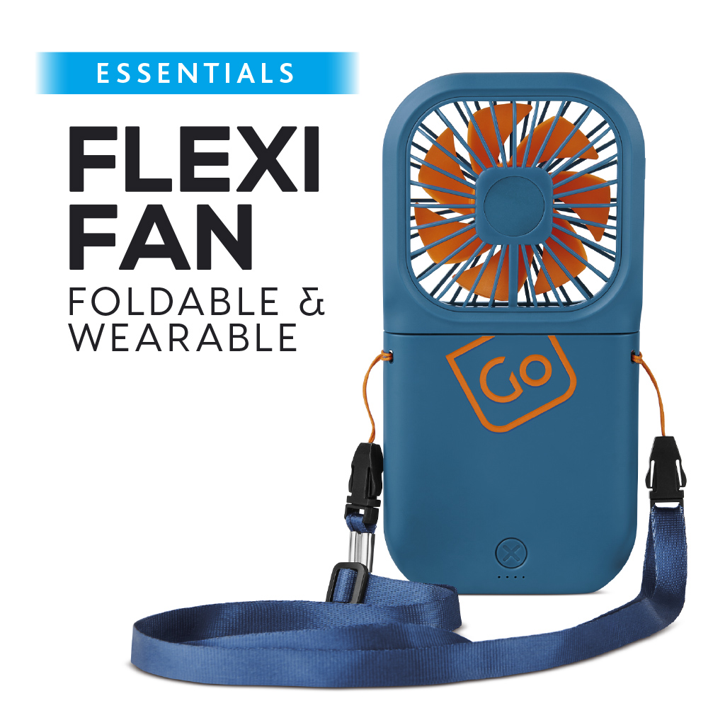 506.201 Foldable Handheld Flexi Fan with Emergency Power Bank, Blueberry