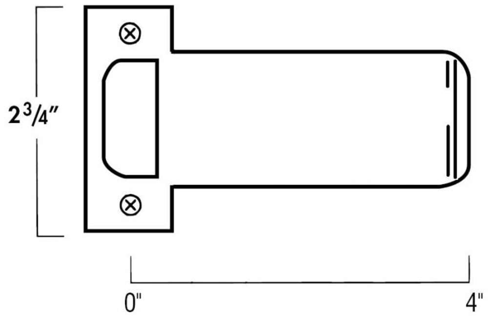 ETS 103-605 2.75 x 3 in. Polished Brass Extended Lip T Door Strikes