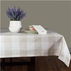 Picture of Dunroven House RK819-NAT 54 in. Farmhouse Check Square Tablecloth, Wheat & Cream