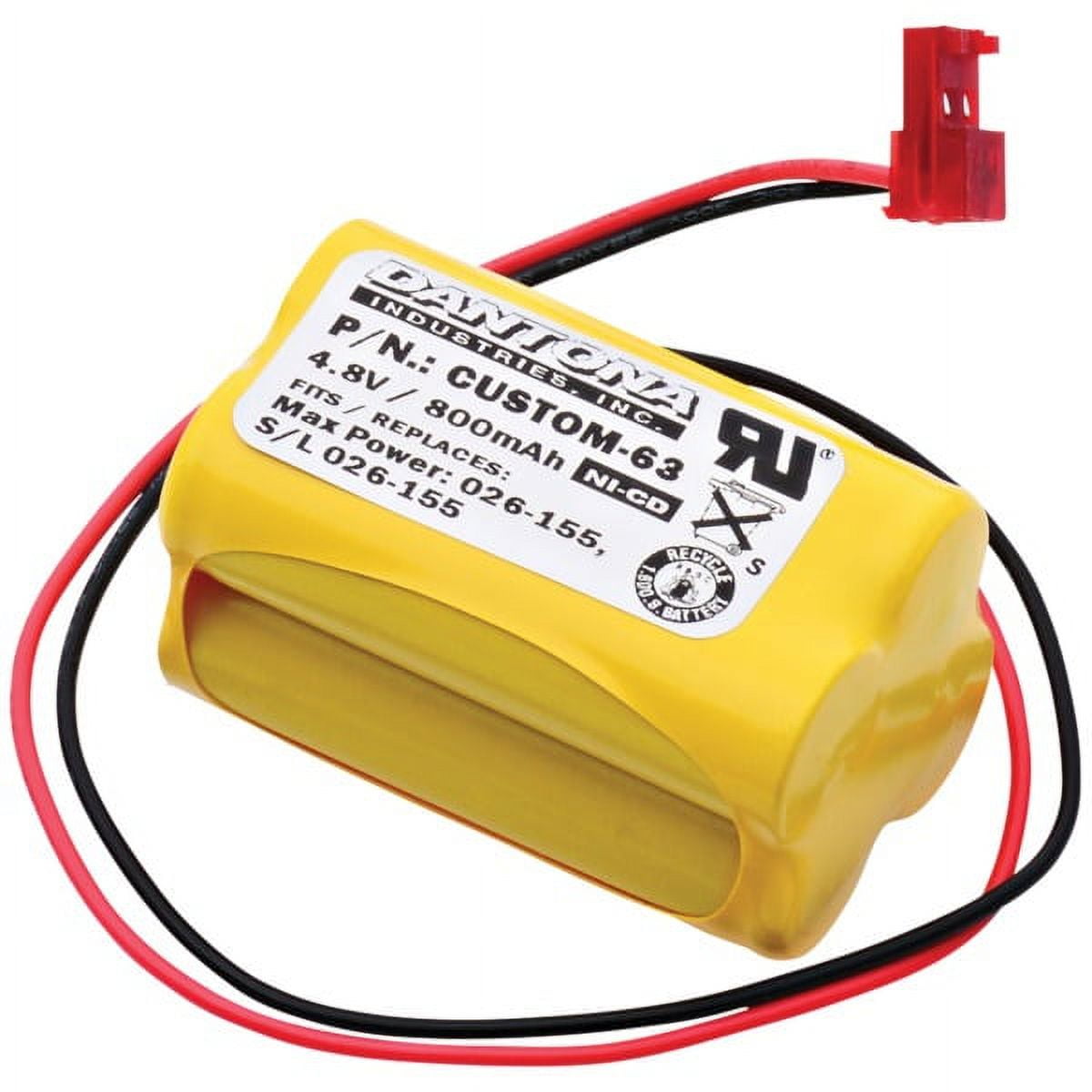 Picture of Dantona CUSTOM-63 4.8V & 800 mAh Replacement Nickel Cadmium Battery for Sure-Lites - 026-155 Emergency Lighting