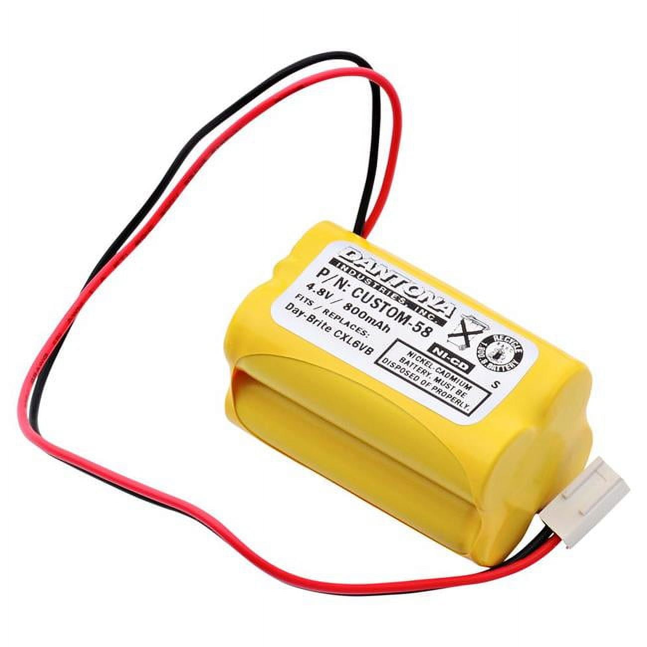 Picture of Dantona CUSTOM-58 4.8V & 800 mAh Replacement Nickel Cadmium Battery for Day-Brite - CXL6VB Emergency Lighting