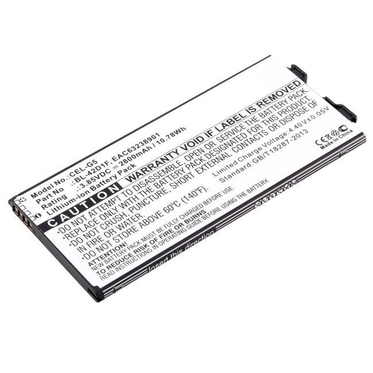 Picture of Ultralast CEL-G5 3.8V & 2800 mAh Li-ion Cell Phone Battery for LG-BL-42D1F&#44; LG-EAC63238801&#44; LG-EAC63238901
