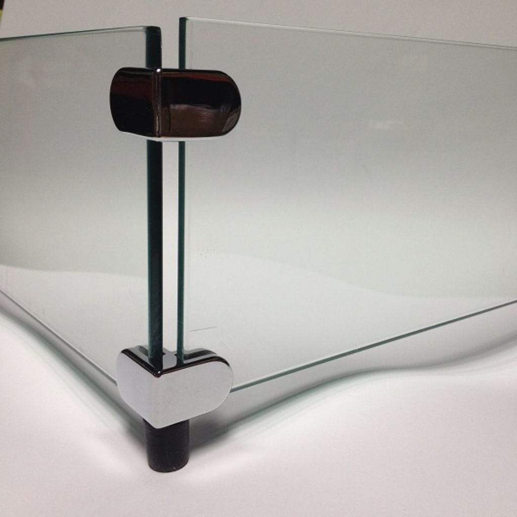 90 Glass Connector with Black Rubber Foot