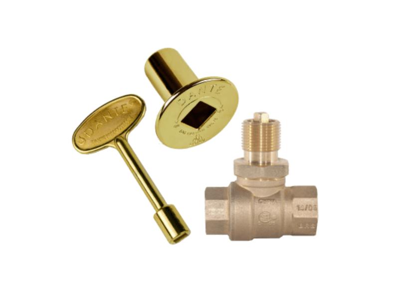 CP.BVS2.BR.B 0.75 in. Straight Ball Valve, 3 in. Key & Floor Plate Bulk Combo Pack, Brass