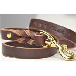 Picture of Dean & Tyler 753182841144 0.75 in. Love To Walk Brass Flat Leather Leash&#44; Brown - 6 ft.