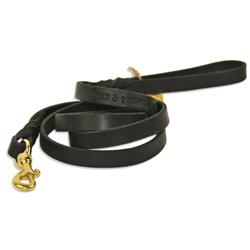 Picture of Dean & Tyler 753182841199 0.75 in. Love To Walk Brass Flat Leather Leash&#44; Black - 6 ft.