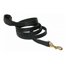 Picture of Dean & Tyler 729440598303 0.75 in. Soft Touch Brass Flat Leather Leash&#44; Black with Black Pad - 6 ft.