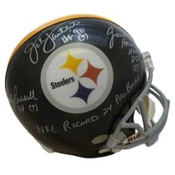 Picture of Denver Autographs 12044 Pittsburgh Steelers Steel Curtain Full Size JSA Jack Lambert & Jack Ham with Andy Russell Autographed Helmet