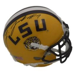Picture of Denver Autographs 14097 LSU Tigers Schutt Yellow JSA Leonard Fournette Autographed Helmet