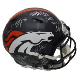 Picture of Denver Autographs 19039 Denver Broncos SB 50 Defense Autographed Full Size Speed Proline Helmet