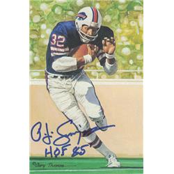 Picture of Denver Autographs 20803 Buffalo Bills OJ Simpson Autographed Goal Line Art Card HOF JSA&#44; Blue