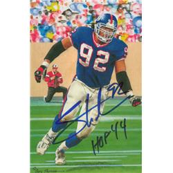 Picture of Denver Autographs 13388 New York Giants Michael Strahan Autographed Goal Line Art Card, Blue